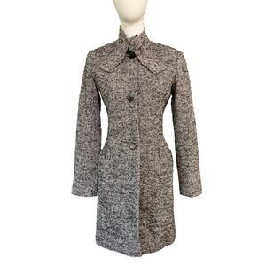 Alessandro Keil Herringbone Tailored Long Coat Mohair Wool Blend USA Size S
